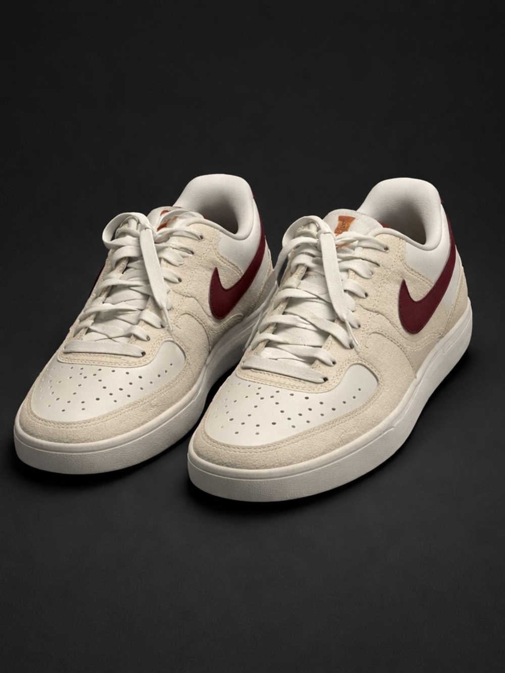 Nike Women’s Court Vision Sneakers in Cream and Burgundy